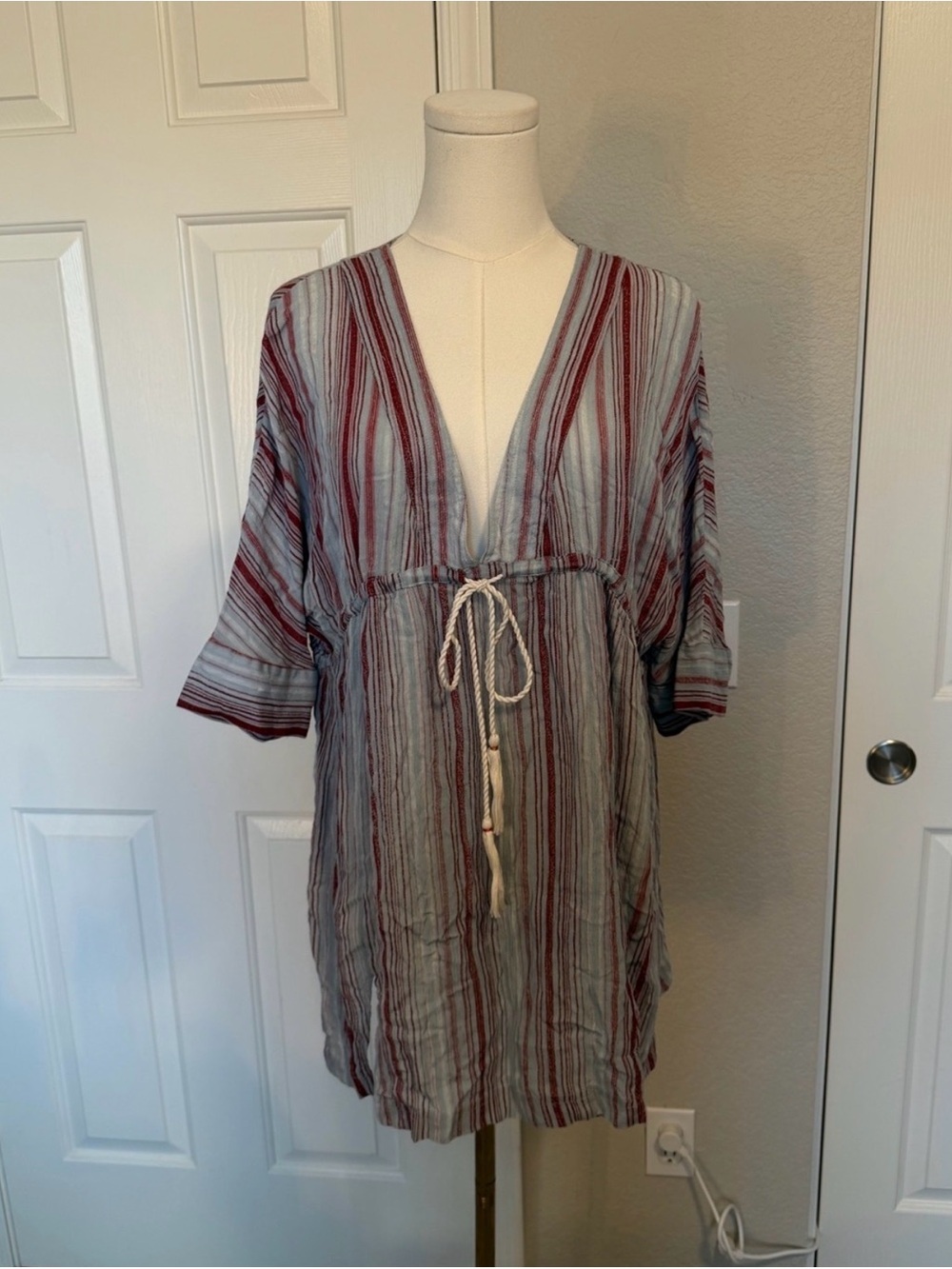 striped Out From Under Kimono Cover-Up - Picture 2 of 5